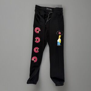 Simpsons Donut Joggers Graphic Sweatpants Black Billabong Men Medium Y2K Homer